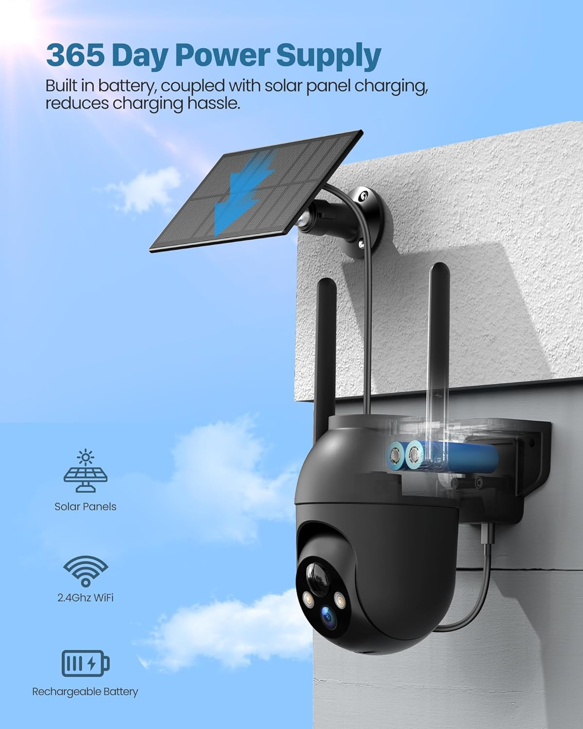 5MP CCTV Color Night Vision Wireless WIFI Ip Solar Camera - Image 5